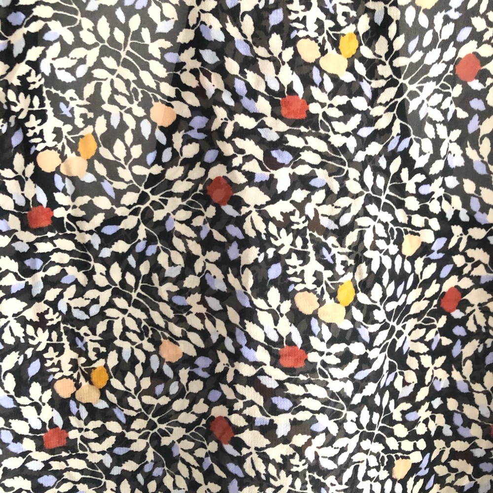 Bar III Keyhole Sheer LS Blouse Floral Leaf S - Picture 7 of 8